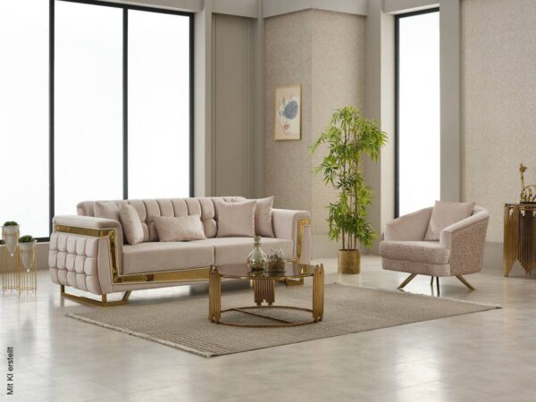 Sofa 3-2-1 Pera beige Webstoff – Bild 3