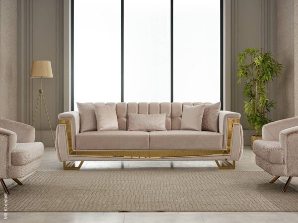 Sofa 3-2-1 Pera beige Webstoff – Bild 5