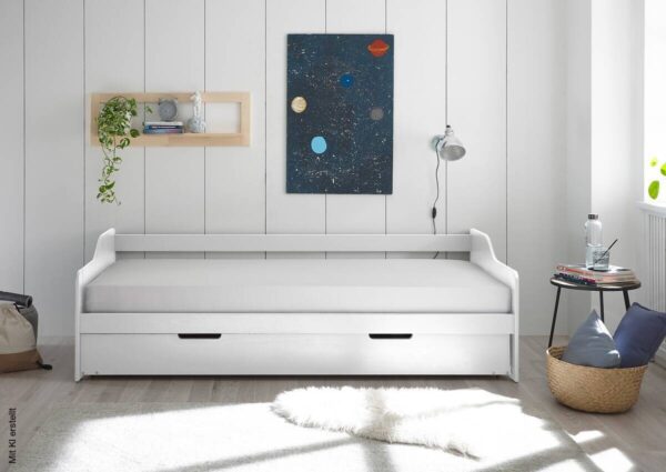 Funktionsbett Jesse kiefer weiß Liegefläche B/L: ca. 90x200 cm – Bild 3