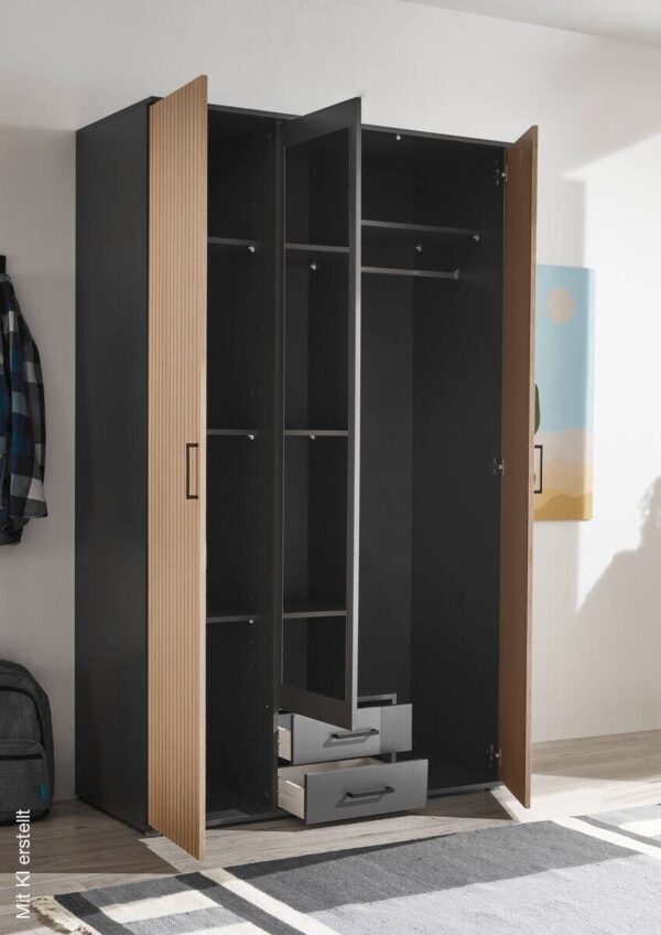 Kleiderschrank Laurie Graphit B/H/T: ca. 120x196x54 cm – Bild 2