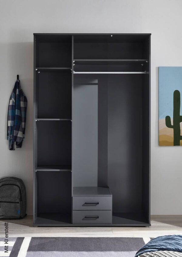 Kleiderschrank Laurie Graphit B/H/T: ca. 120x196x54 cm – Bild 3