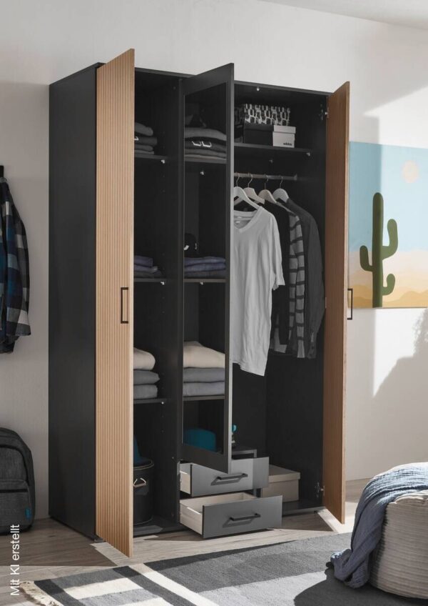 Kleiderschrank Laurie Graphit B/H/T: ca. 120x196x54 cm – Bild 4