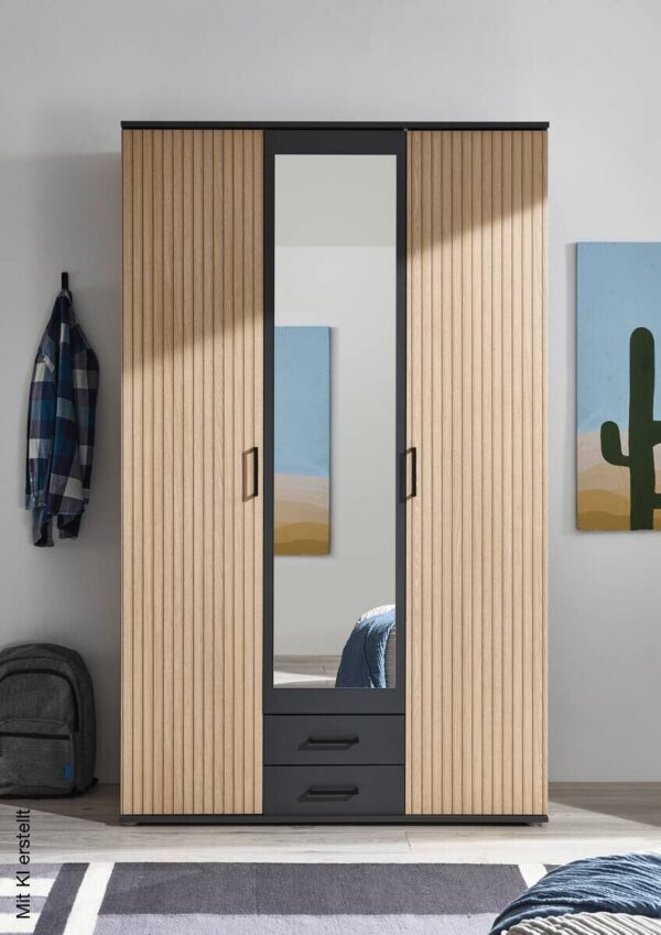 Kleiderschrank Laurie Graphit B/H/T: ca. 120x196x54 cm – Bild 5