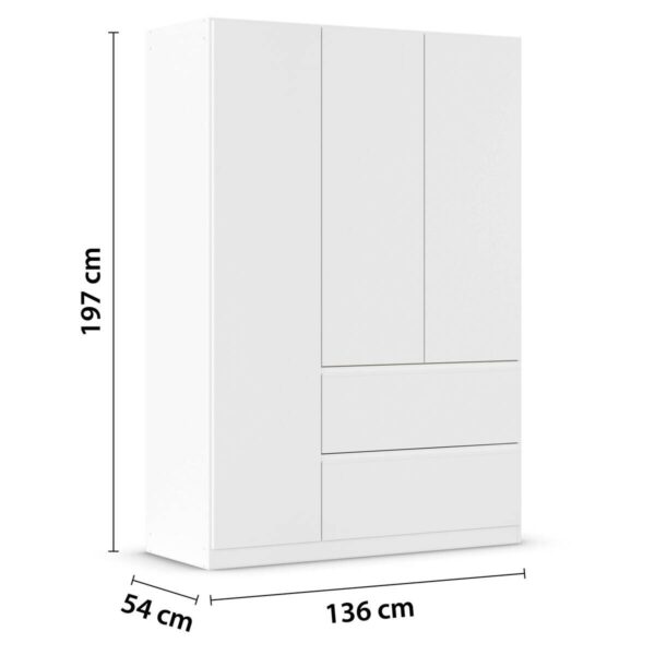 Kleiderschrank Joel Alpinweiß B/H/T: ca. 136x197x54 cm – Bild 3
