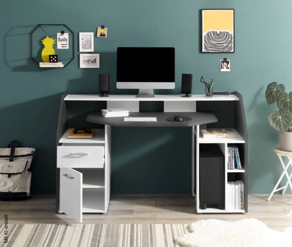 Gamingschreibtisch Alex weiß Graphit B/H/T: ca. 160x95x67 cm – Bild 4