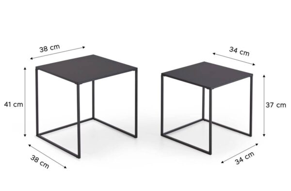 Couchtisch 2er Set schwarz B/H/T: ca. 38x41x38 cm Couchtisch 2er Set schwarz B/H/T: ca. 38x41x38 cm – Bild 2