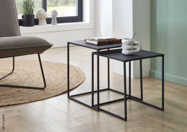 Couchtisch 2er Set schwarz B/H/T: ca. 38x41x38 cm Couchtisch 2er Set schwarz B/H/T: ca. 38x41x38 cm – Bild 3