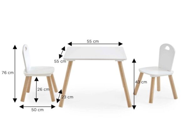 Kindermöbel-Set 3er Set Pinie Nachbildung weiß B/H/T: ca. 55x43x55 cm – Bild 2