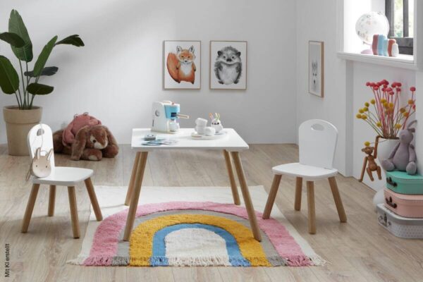 Kindermöbel-Set 3er Set Pinie Nachbildung weiß B/H/T: ca. 55x43x55 cm – Bild 5