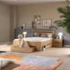 Schlafzimmer CANU, Set basaltgrau Artisan Nachbildung B/H/T: ca. 244x87x205 cm – Bild 3