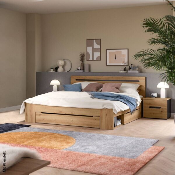 Schlafzimmer CANU, Set basaltgrau Artisan Nachbildung B/H/T: ca. 284x87x205 cm – Bild 2