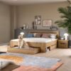 Schlafzimmer CANU, Set basaltgrau Artisan Nachbildung B/H/T: ca. 284x87x205 cm – Bild 3