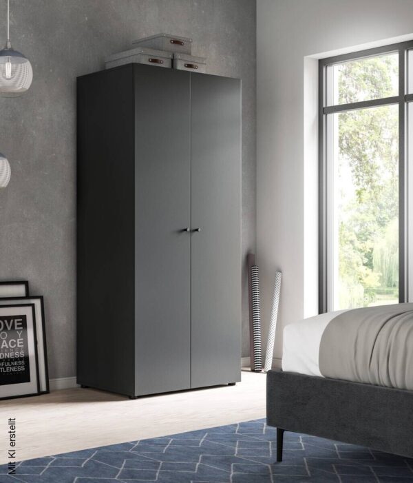 Kleiderschrank DARWIN anthrazit B/H/T: ca. 80x176x51 cm – Bild 2