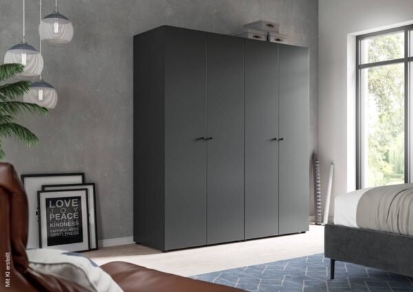 Kleiderschrank DARWIN anthrazit B/H/T: ca. 160x176x51 cm – Bild 2
