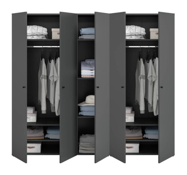 Kleiderschrank DARWIN anthrazit B/H/T: ca. 200x176x51 cm – Bild 5