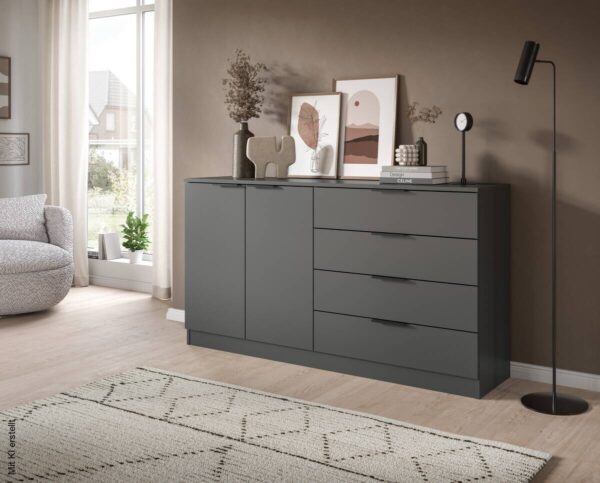 Kommode KOPENHAGEN anthrazit B/H/T: ca. 148x79x35 cm – Bild 3
