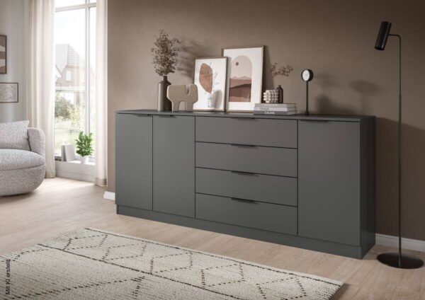 Kommode KOPENHAGEN anthrazit B/H/T: ca. 185x79x35 cm – Bild 2