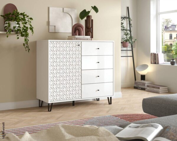 Highboard PRISMA weiß weiß Hochglanz B/H/T: ca. 110x96x40 cm Highboard PRISMA weiß weiß Hochglanz B/H/T: ca. 110x96x40 cm – Bild 2