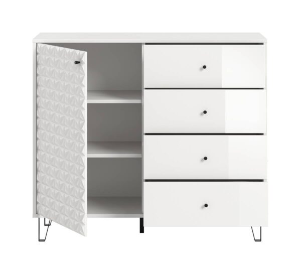 Highboard PRISMA weiß weiß Hochglanz B/H/T: ca. 110x96x40 cm Highboard PRISMA weiß weiß Hochglanz B/H/T: ca. 110x96x40 cm – Bild 4