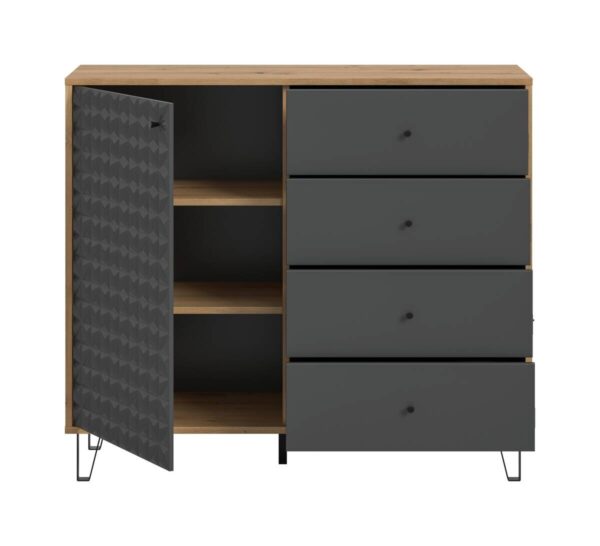Highboard PRISMA Artisan Oak Nachbildung anthrazit matt B/H/T: ca. 110x96x40 cm – Bild 4