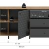 Sideboard PRISMA Artisan Oak Nachbildung anthrazit matt B/H/T: ca. 170x76x40 cm Sideboard PRISMA Artisan Oak Nachbildung anthrazit matt B/H/T: ca. 170x76x40 cm – Bild 2