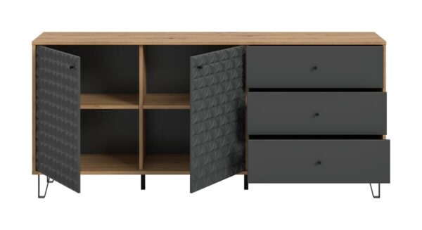 Sideboard PRISMA Artisan Oak Nachbildung anthrazit matt B/H/T: ca. 170x76x40 cm Sideboard PRISMA Artisan Oak Nachbildung anthrazit matt B/H/T: ca. 170x76x40 cm – Bild 4