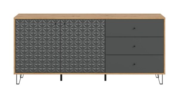 Sideboard PRISMA Artisan Oak Nachbildung anthrazit matt B/H/T: ca. 170x76x40 cm Sideboard PRISMA Artisan Oak Nachbildung anthrazit matt B/H/T: ca. 170x76x40 cm – Bild 5