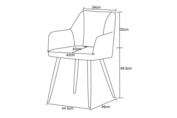 Stuhl BELLA, 2er Set creme Stoff B/H/T: ca. 55x82x62 cm – Bild 4