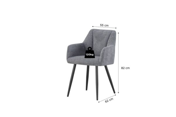 Stuhl BELLA, 2er Set anthrazit Stoff B/H/T: ca. 55x82x62 cm – Bild 4