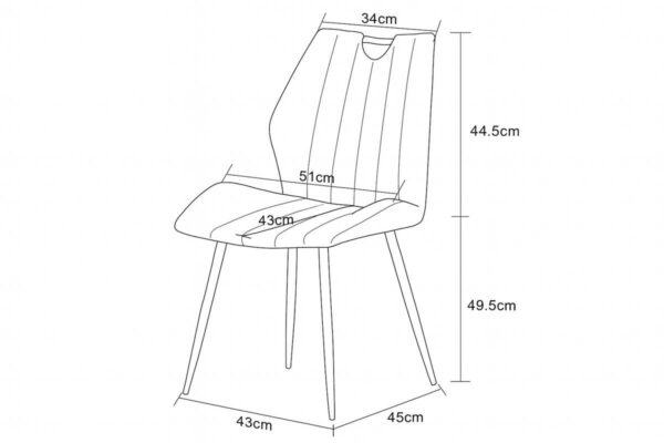 Stuhl CHRISTIN, 2er Set creme Samt B/H/T: ca. 52x58x75 cm – Bild 2