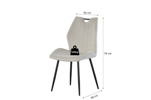 Stuhl CHRISTIN, 2er Set creme Samt B/H/T: ca. 52x58x75 cm – Bild 5