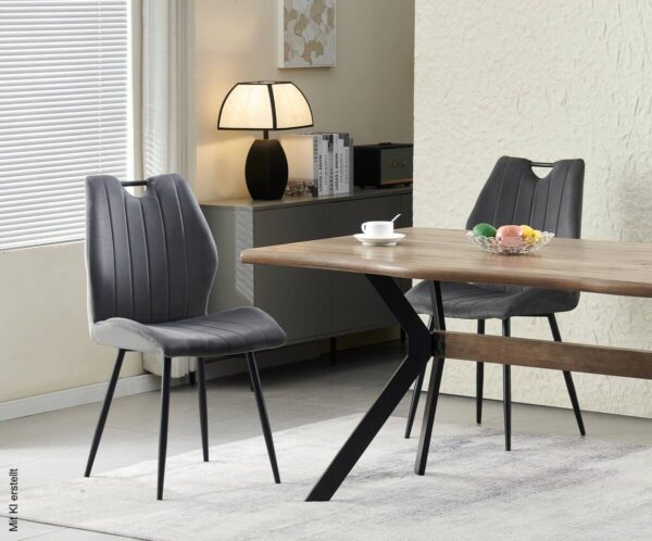Stuhl CHRISTIN, 2er Set anthrazit Samt B/H/T: ca. 52x75x58 cm – Bild 3