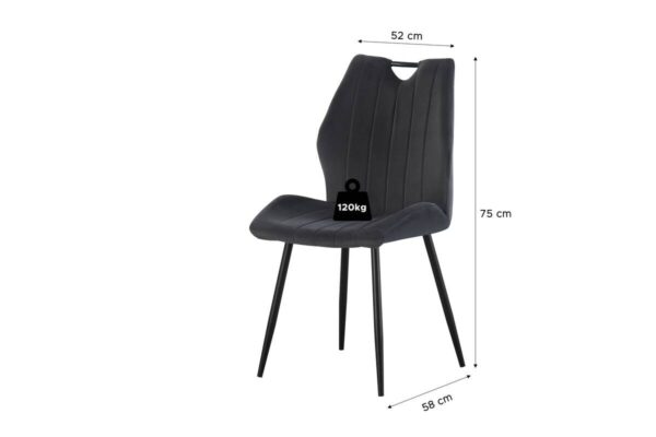 Stuhl CHRISTIN, 2er Set anthrazit Samt B/H/T: ca. 52x75x58 cm – Bild 4