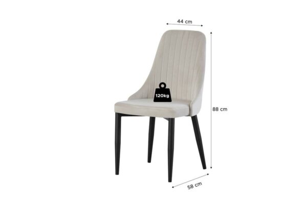 Stuhl CLAUDIA, 2er Set creme Samt B/H/T: ca. 44x88x58 cm – Bild 2