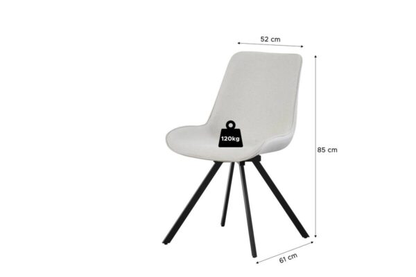 Drehstuhl EMILIA, 2er Set creme Webstoff B/H/T: ca. 52x85x61 cm – Bild 2