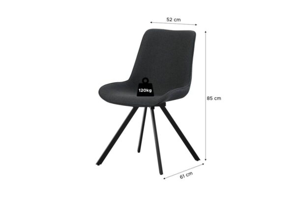 Drehstuhl EMILIA, 2er Set anthrazit Webstoff B/H/T: ca. 52x85x61 cm Drehstuhl EMILIA, 2er Set anthrazit Webstoff B/H/T: ca. 52x85x61 cm – Bild 3