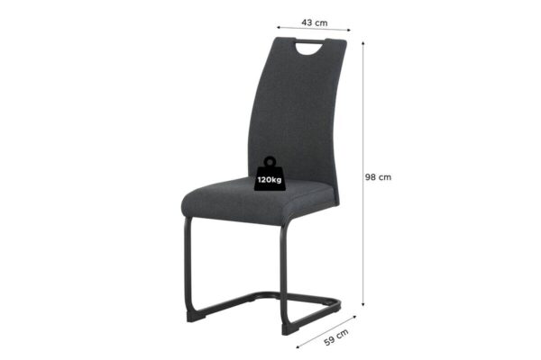 Schwingstuhl HANNA, 2er Set anthrazit Webstoff B/H/T: ca. 43x98x59 cm – Bild 3
