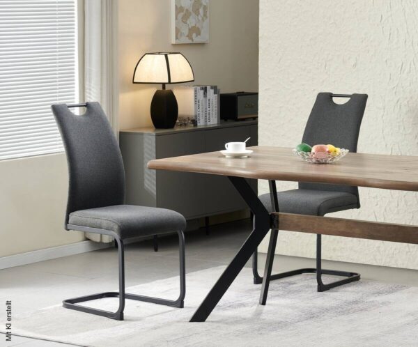 Schwingstuhl HANNA, 2er Set anthrazit Webstoff B/H/T: ca. 43x98x59 cm – Bild 5