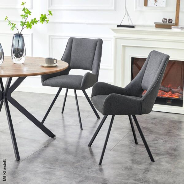 Stuhl HELEN, 2er Set anthrazit Stoff B/H/T: ca. 56x91x63 cm – Bild 4