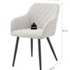 Stuhl LEA, 2er Set creme Webstoff B/H/T: ca. 56x83x60 cm – Bild 2