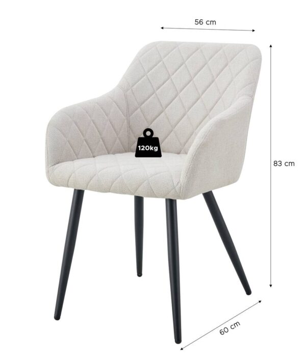 Stuhl LEA, 2er Set creme Webstoff B/H/T: ca. 56x83x60 cm – Bild 2