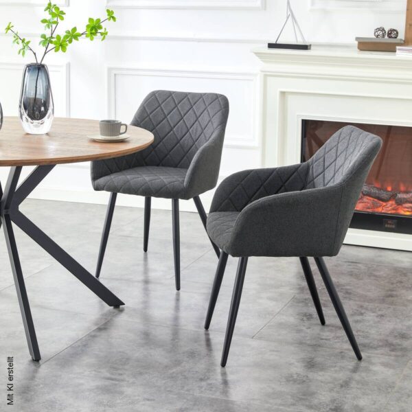 Stuhl LEA, 2er Set anthrazit Webstoff B/H/T: ca. 56x83x60 cm – Bild 3