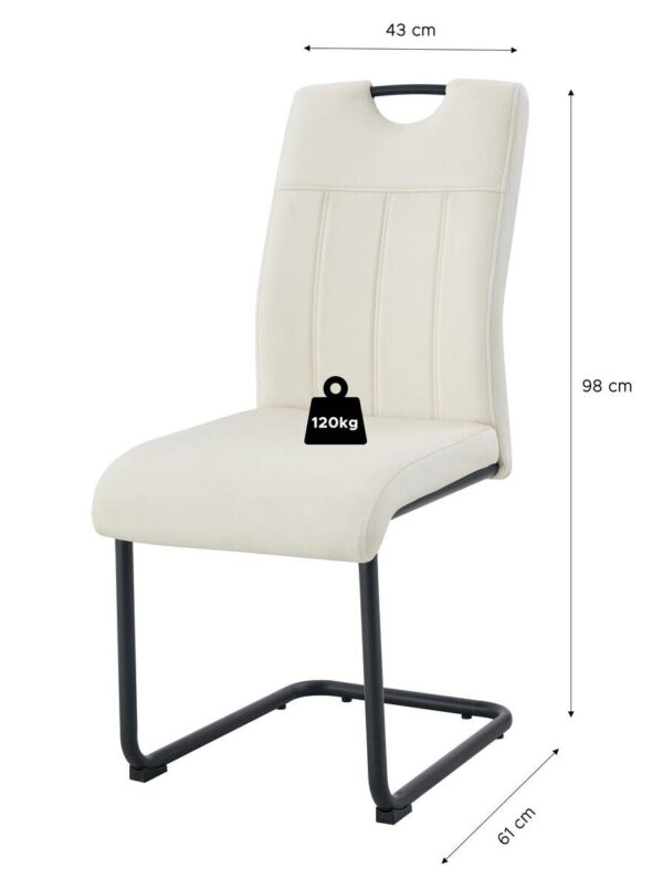 Schwingstuhl LISA, 2er Set creme Webstoff B/H/T: ca. 43x98x61 cm – Bild 2
