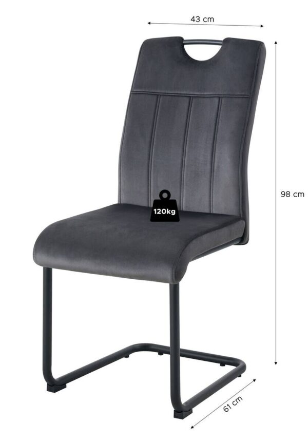 Schwingstuhl LISA, 2er Set anthrazit schwarz B/H/T: ca. 43x98x61 cm – Bild 4