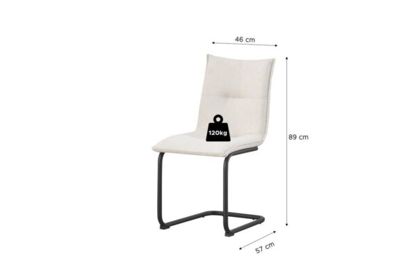 Schwingstuhl SONJA, 2er Set creme Webstoff B/H/T: ca. 46x89x57 cm Schwingstuhl SONJA, 2er Set creme Webstoff B/H/T: ca. 46x89x57 cm – Bild 4
