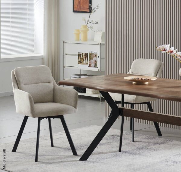 Stuhl SOPHIE, 2er Set creme Stoff B/H/T: ca. 53x87x62 cm – Bild 4