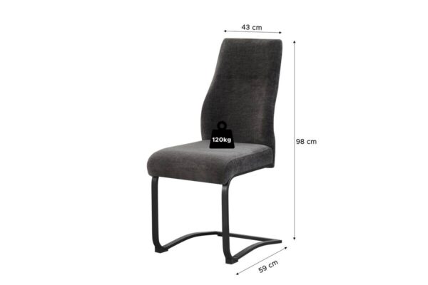 Schwingstuhl TINA, 2er Set anthrazit Webstoff B/H/T: ca. 43x98x59 cm – Bild 4