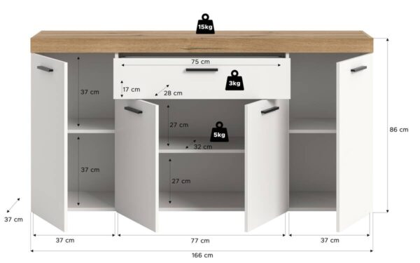 Sideboard Sunset weiß B/H/T: ca. 166x86x37 cm – Bild 5