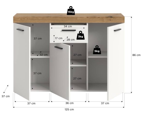 Sideboard Sunset weiß B/H/T: ca. 125x86x37 cm – Bild 2