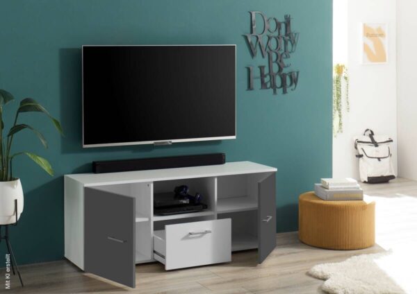 TV-Board Alex weiß Graphit B/H/T: ca. 135x54x37 cm – Bild 2